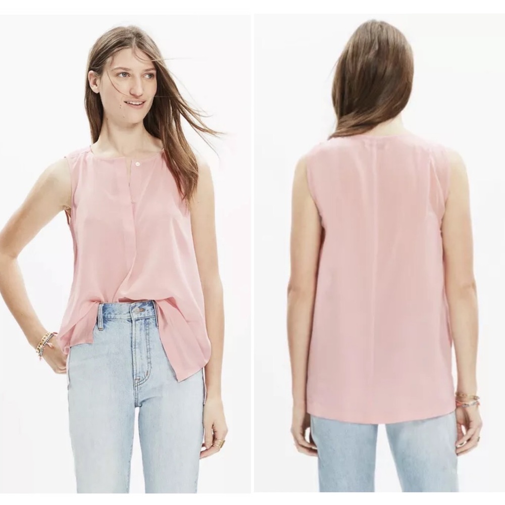 NWT Madewell Womens Sz M 100% Silk Composition Tank Top Pink E8958 $80
